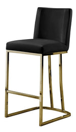 Lilli 2 Black Velvet/Gold Metal Counter Height Chairs