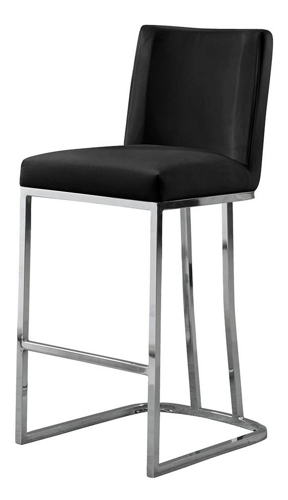 Lilli 2 Black Velvet/Silver Metal Counter Height Chairs