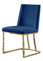 Lilli 2 Blue Velvet/Gold Metal Side Chairs