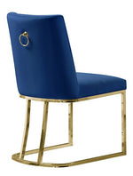 Lilli 2 Blue Velvet/Gold Metal Side Chairs