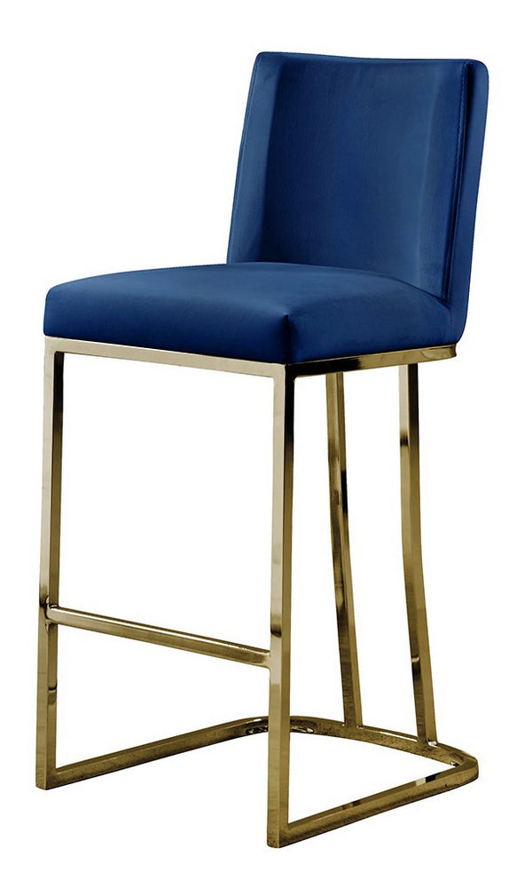 Lilli 2 Blue Velvet/Gold Metal Counter Height Chairs