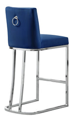 Lilli 2 Blue Velvet/Silver Metal Counter Height Chairs