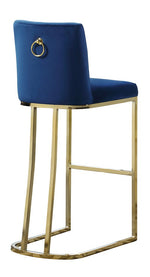 Lilli 2 Blue Velvet/Gold Metal Bar Stools