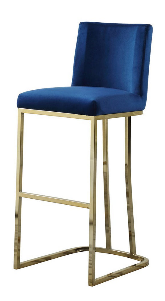 Lilli 2 Blue Velvet/Gold Metal Bar Stools