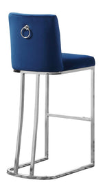 Lilli 2 Blue Velvet/Silver Metal Bar Stools