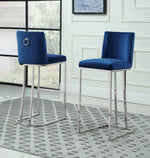 Lilli 2 Blue Velvet/Silver Metal Bar Stools