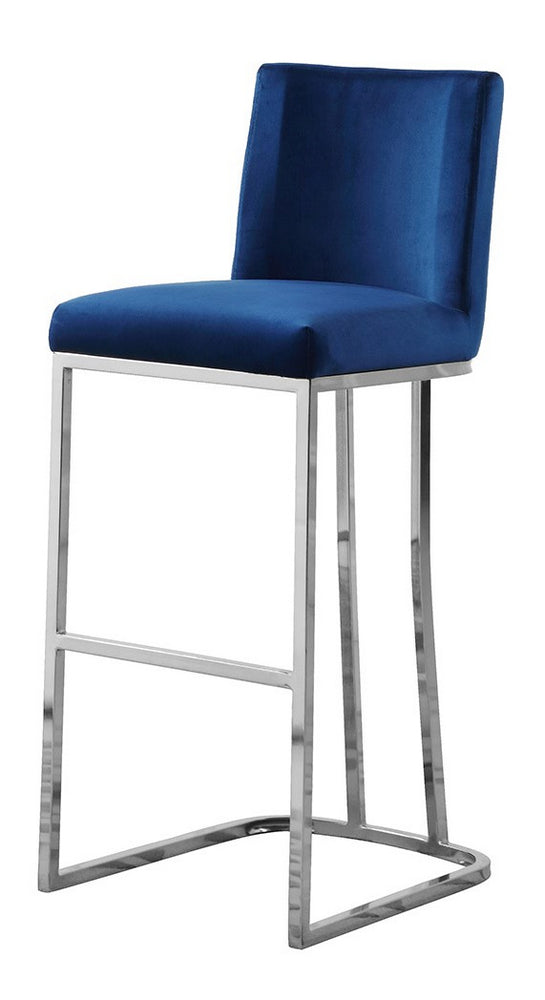 Lilli 2 Blue Velvet/Silver Metal Bar Stools