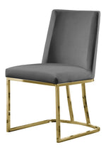 Lilli 2 Gray Velvet/Gold Metal Side Chairs