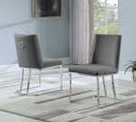 Lilli 2 Gray Velvet/Silver Metal Side Chairs