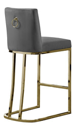 Lilli 2 Gray Velvet/Gold Metal Counter Height Chairs