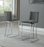 Lilli 2 Gray Velvet/Silver Metal Counter Height Chairs