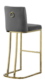 Lilli 2 Gray Velvet/Gold Metal Bar Stools