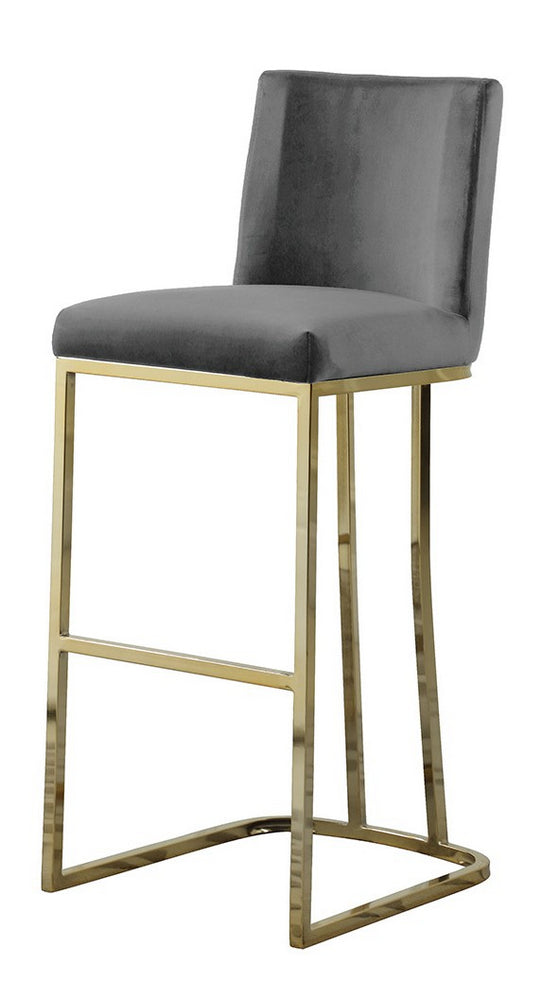 Lilli 2 Gray Velvet/Gold Metal Bar Stools