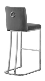 Lilli 2 Gray Velvet/Silver Metal Bar Stools