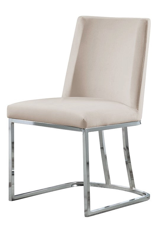 Lilli 2 White Velvet/Silver Metal Side Chairs