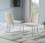 Lilli 2 White Velvet/Silver Metal Side Chairs