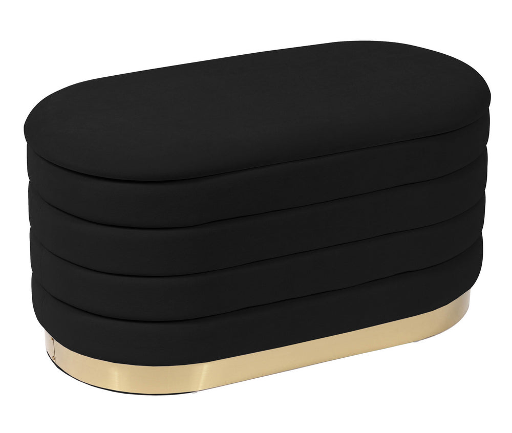 Lillian Glam Black Velvet Storage Bench