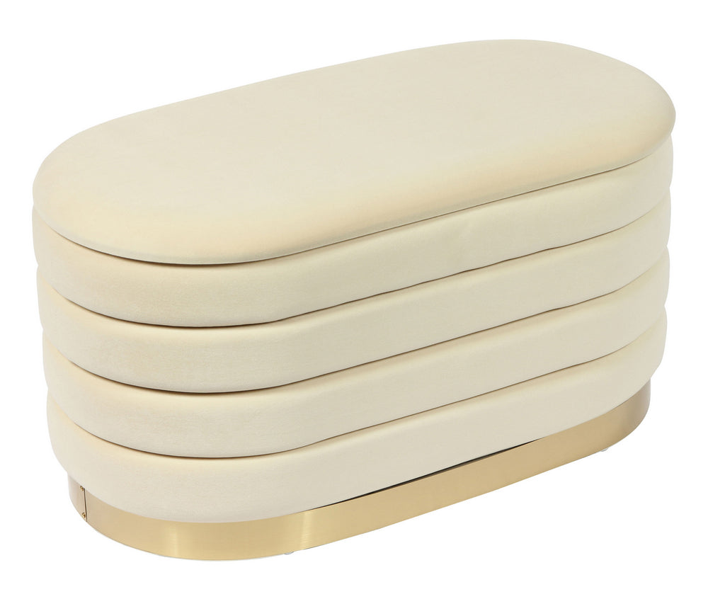 Lillian Glam Cream Velvet Storage Bench