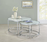 Liliana 2-Pc Carrara Marble Pattern Glass Nesting Table Set