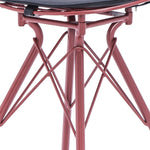 Lilly 2 Black Faux Leather/Dark Red Metal Bar Stools