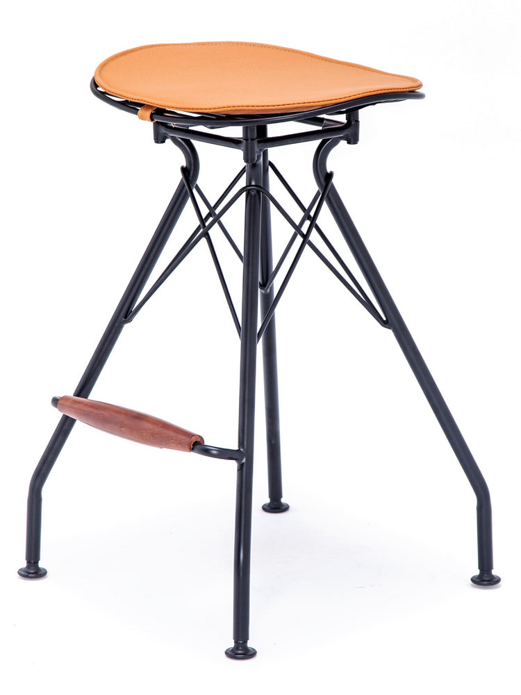 Lilly 2 Tan Faux Leather/Black Counter Height Stools