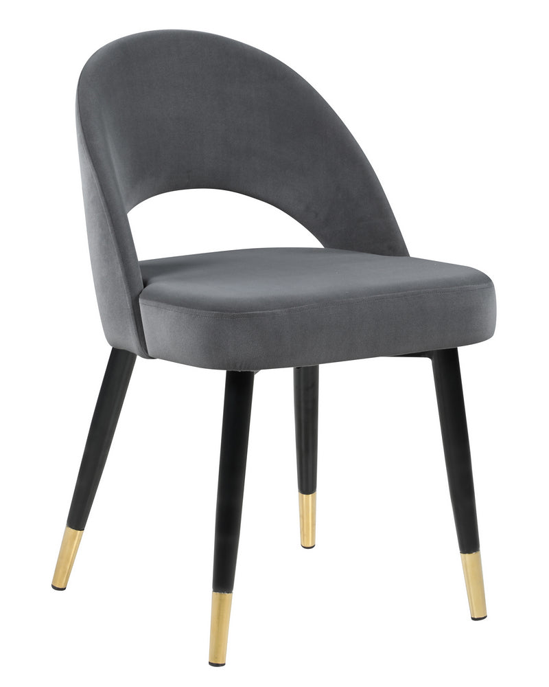 Lindsey 2 Grey Velvet/Black Metal Side Chairs