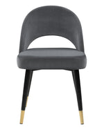 Lindsey 2 Grey Velvet/Black Metal Side Chairs