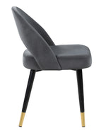 Lindsey 2 Grey Velvet/Black Metal Side Chairs