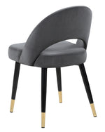 Lindsey 2 Grey Velvet/Black Metal Side Chairs