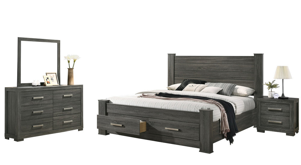 Lisa 4-Pc Grey Wood Cal King Bedroom Set