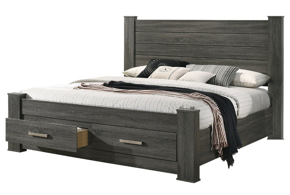 Lisa Grey Wood Queen Bed with Storage