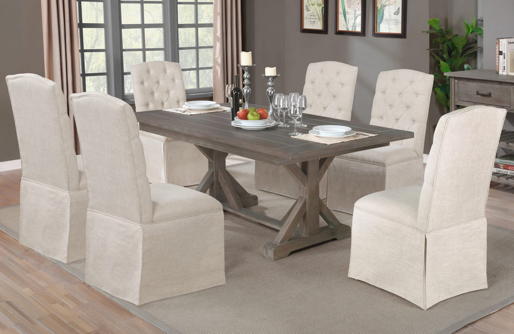 Mazikeen 7-Pc Brown/Beige Dining Table Set