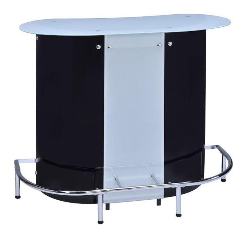 Liviana Contemporary White Glass/Black Acrylic Bar Unit