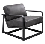 Locnos Gray Top Grain Leather Accent Chair