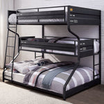 Lodida Black Metal 3-Tiered Bunk Bed