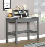 Logan Gray Wood Writing Desk with Hutch