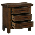 Logandale Brown Wood 3-Drawer Nightstand