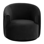 London Glam Black Pleated Velvet Swivel Chair