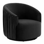 London Glam Black Pleated Velvet Swivel Chair