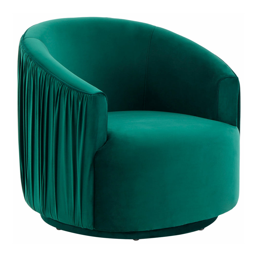 London Glam Forest Green Pleated Velvet Swivel Chair