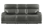 Longport Charcoal Leather Power Recliner Sofa