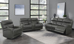 Longport Charcoal Leather Power Recliner Sofa