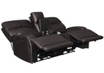 Longport Dark Brown Leather Power Recliner Loveseat