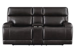 Longport Dark Brown Leather Power Recliner Loveseat