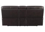 Longport Dark Brown Leather Power Recliner Loveseat