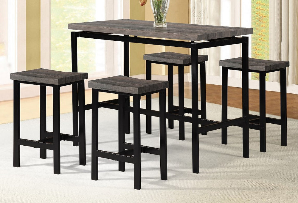 Loreta 5Pc Brown/Black Counter Height Table Set