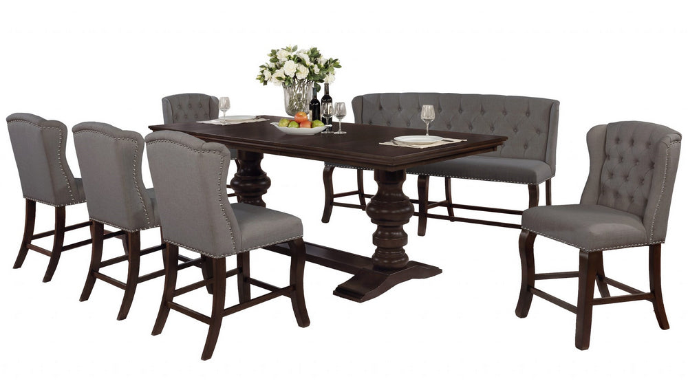 Loreta 7-Pc Grey Counter Height Table Set