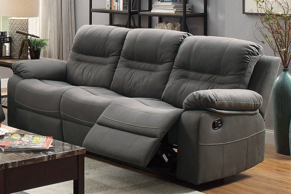 Loretta Slate Blue Leatherette Manual Recliner Sofa