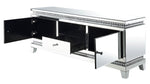 Lotus Mirrored 2-Door TV Stand with Drawer & Open Shelf