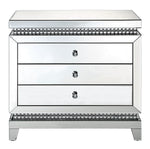 Lotus Mirrored 3-Drawer Accent Cabinet with Faux Crystals